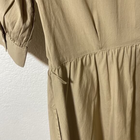 Vineyard Vines Tan‎ Poplin Cotton Button Midi Shirt Dress Size M Peasant Cottage - Picture 10 of 11